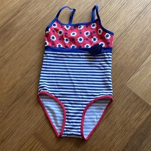 Monsoon Girl Striped One-Piece Bathing Swimming Suit Size 7-8